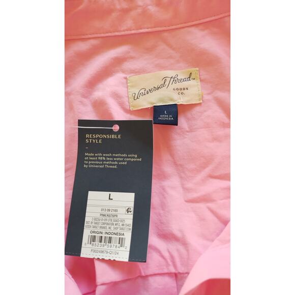Universal Threads 100% Cotton Pink Shirt Dress Caftan With Pocket Size Large New - Picture 7 of 16